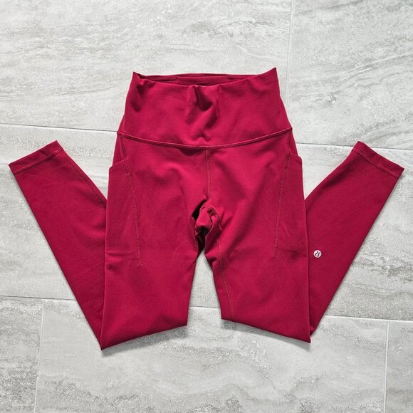 EUC Lululemon Wunder Train w/ Pockets Ruby Red 25" Size 6 - Picture 1 of 11